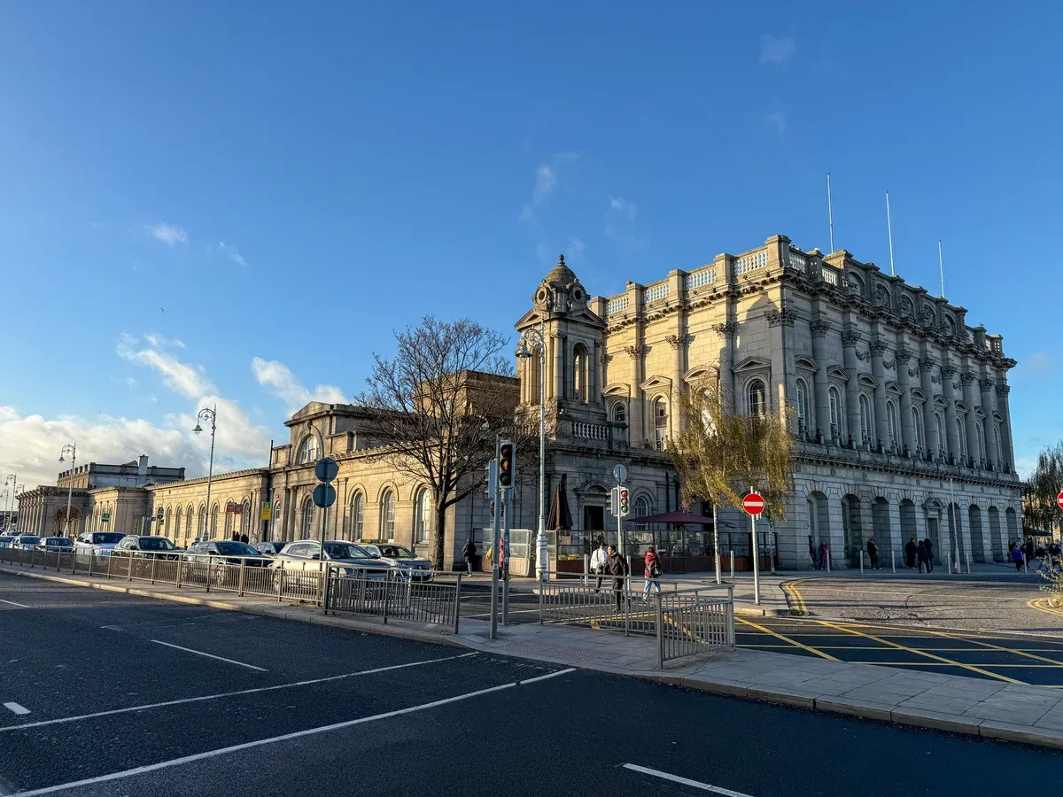 Dublin Heuston station exterior on a vacation tours of Ireland rail trip