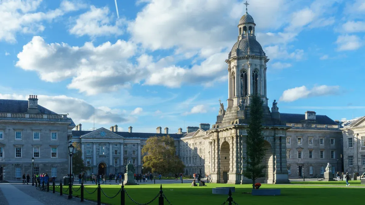 Trinity College Dublin Parliament Square on a vacation tours of Ireland city stop